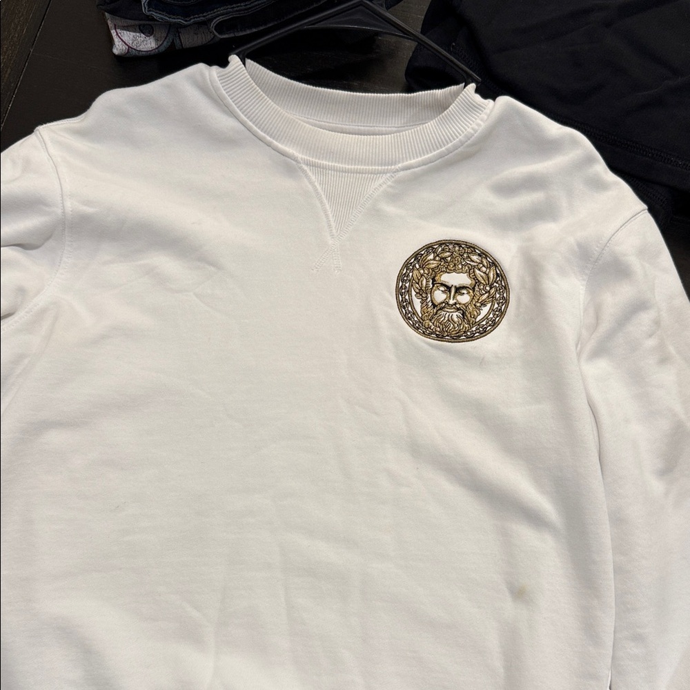 Versace Jeans Couture White Sweatshirt with Gold Accents